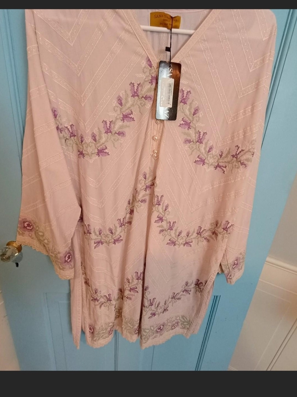 Blush Pink Embroidered Floral Shirt